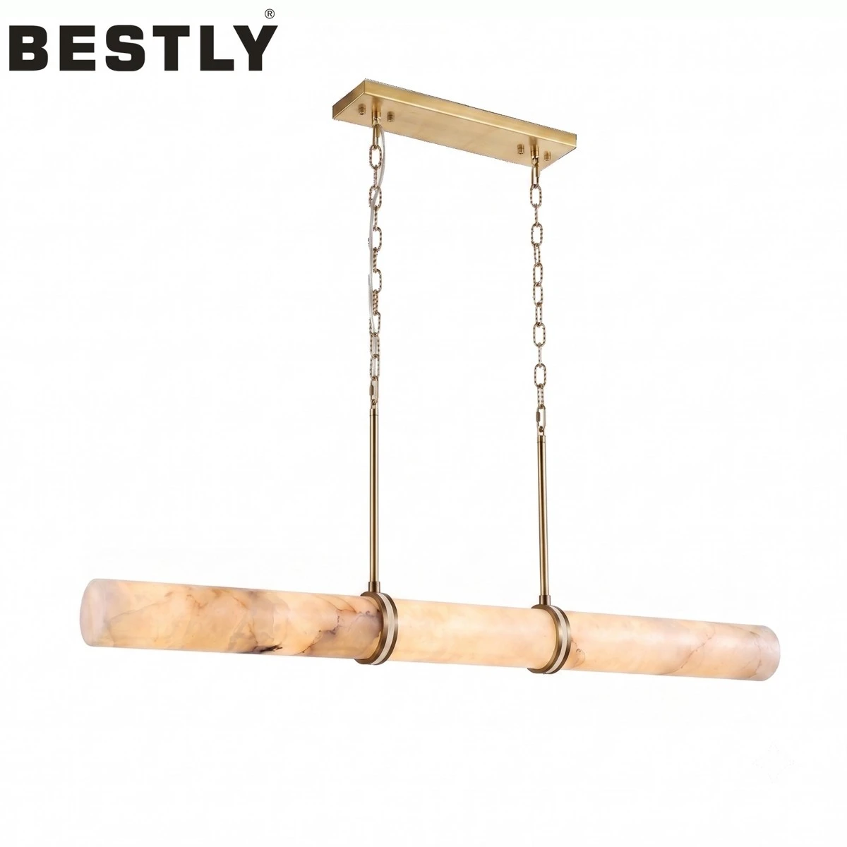 Minimalist Alabaster Linear Chandelier with LED Minimalist Alabaster Linear Chandelier with LED