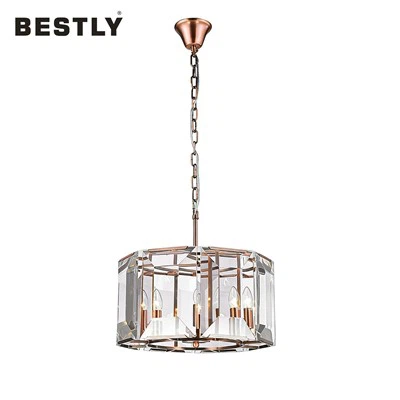 โคมไฟแขวนเพดานสไตล์โมเดิร์นพร้อมกระจกตัดชัดเจนทองแดงสีแดง